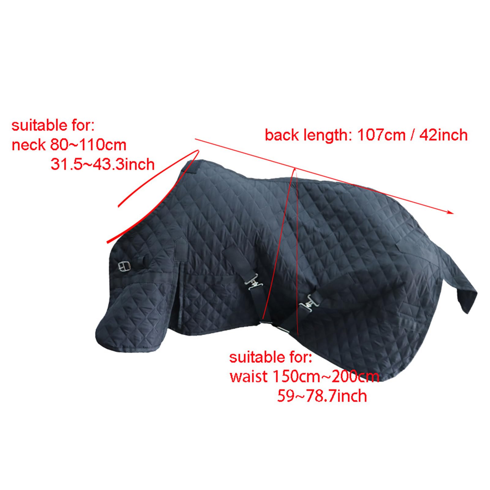 Luocute Coperta Trapuntata per Cavallo, per Addestramento Equestre (BLACK)