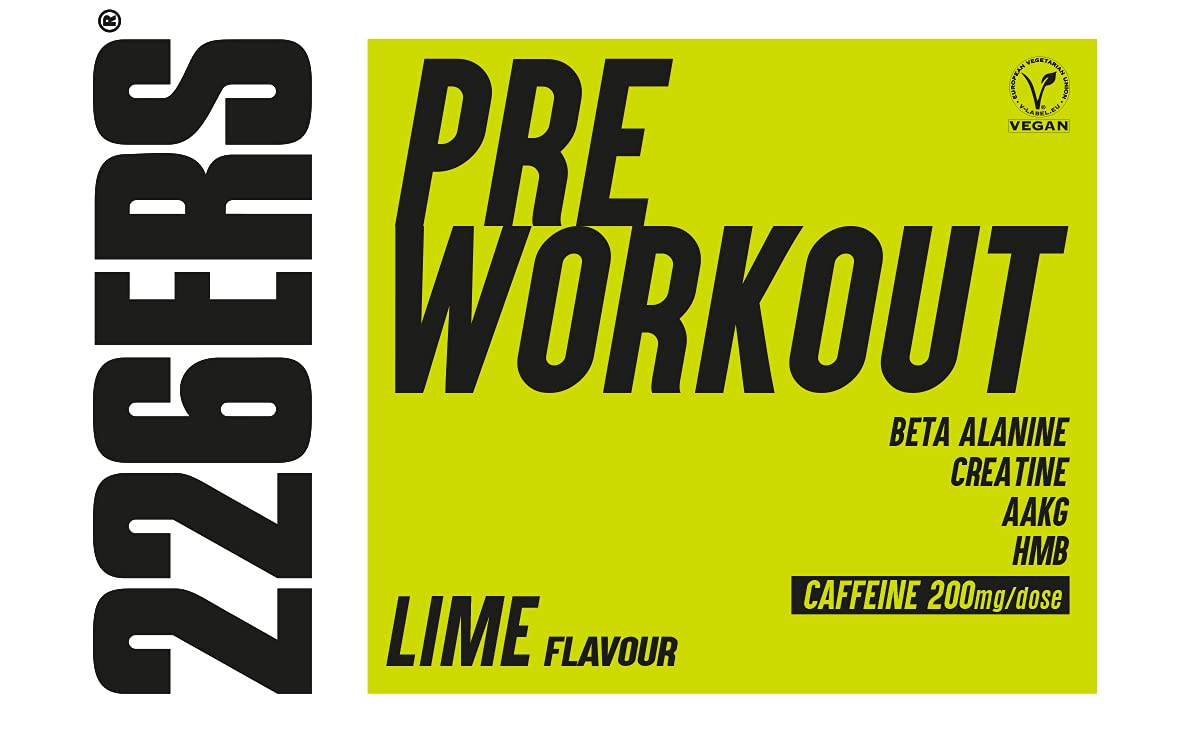 226ERS Pre Workout | Boisson Végétalien en Poudre Pré-entraînement avec L-Arginine AKG, HMB, Créatine et Bêta-Alanine, sans gluten, sans sucre et sans lactose, Saveur Citron Vert - 300gr