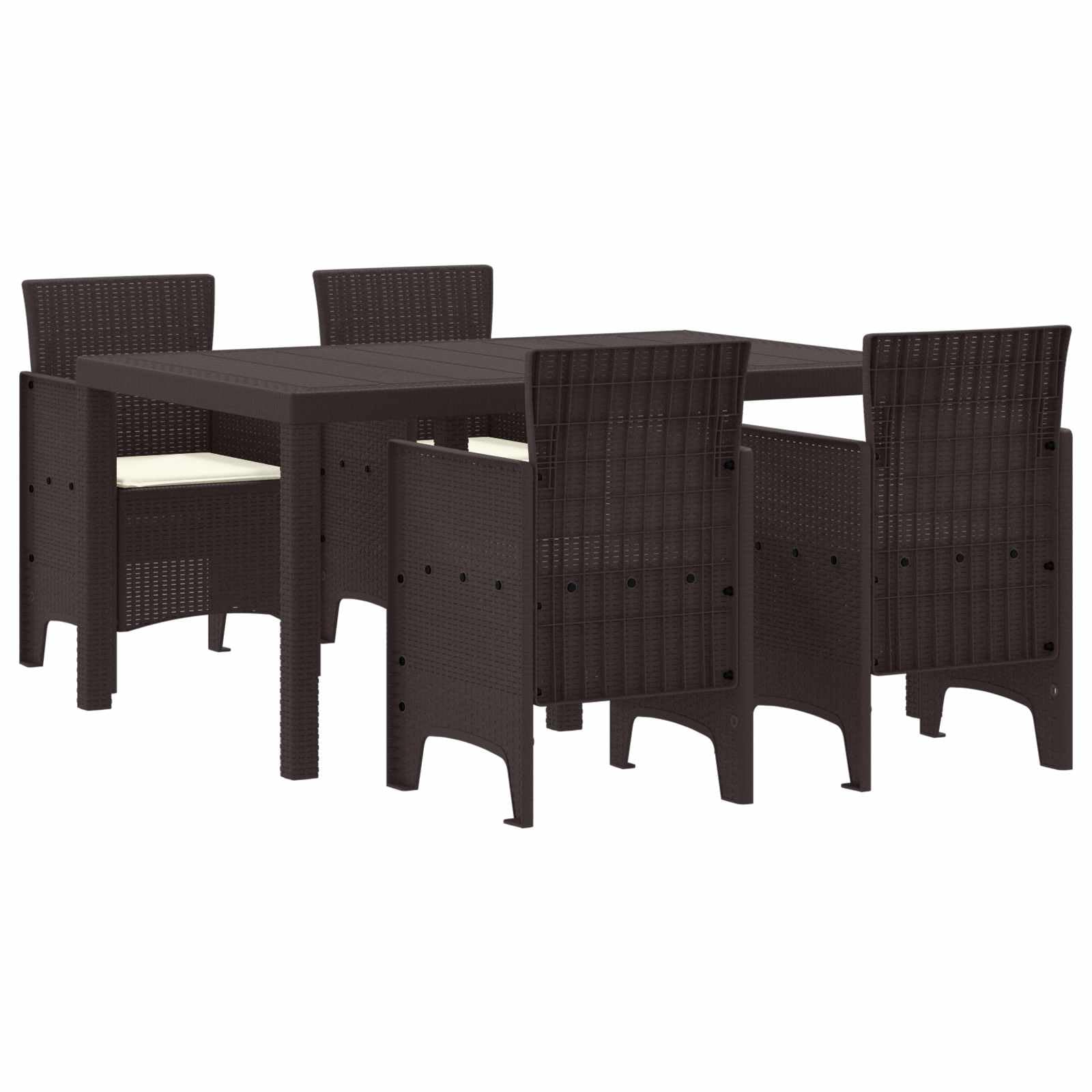 vidaXL Conjunto de Comedor de Jardín 5 pcs Marrón Ratan Polt, Muebles Modernos para jardín y terraza, Juego de Comedor Resistente, diseño Rectangular para Disfrutar al Aire Libre, Verano