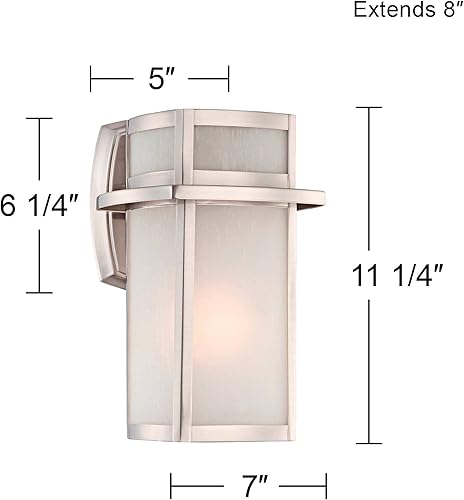 Miniatura 4 de Possini Euro Design Delevan Modern Outdoor Wall Light Fixtures Set of 2 Brushed Nickel 11 1/4" Frosted Seedy Glass for Post Exterior Barn Deck House