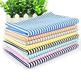 Fat Quarter Fabric Bundles Pre-Cut Quilting Cotton Twill Striped Printed Assortments,Good Quality Craft Cloth Bundle Squares,DIY for Sewing Crafting Rose Flavor(Stripe 8pcs,18 by 20.5Inch)