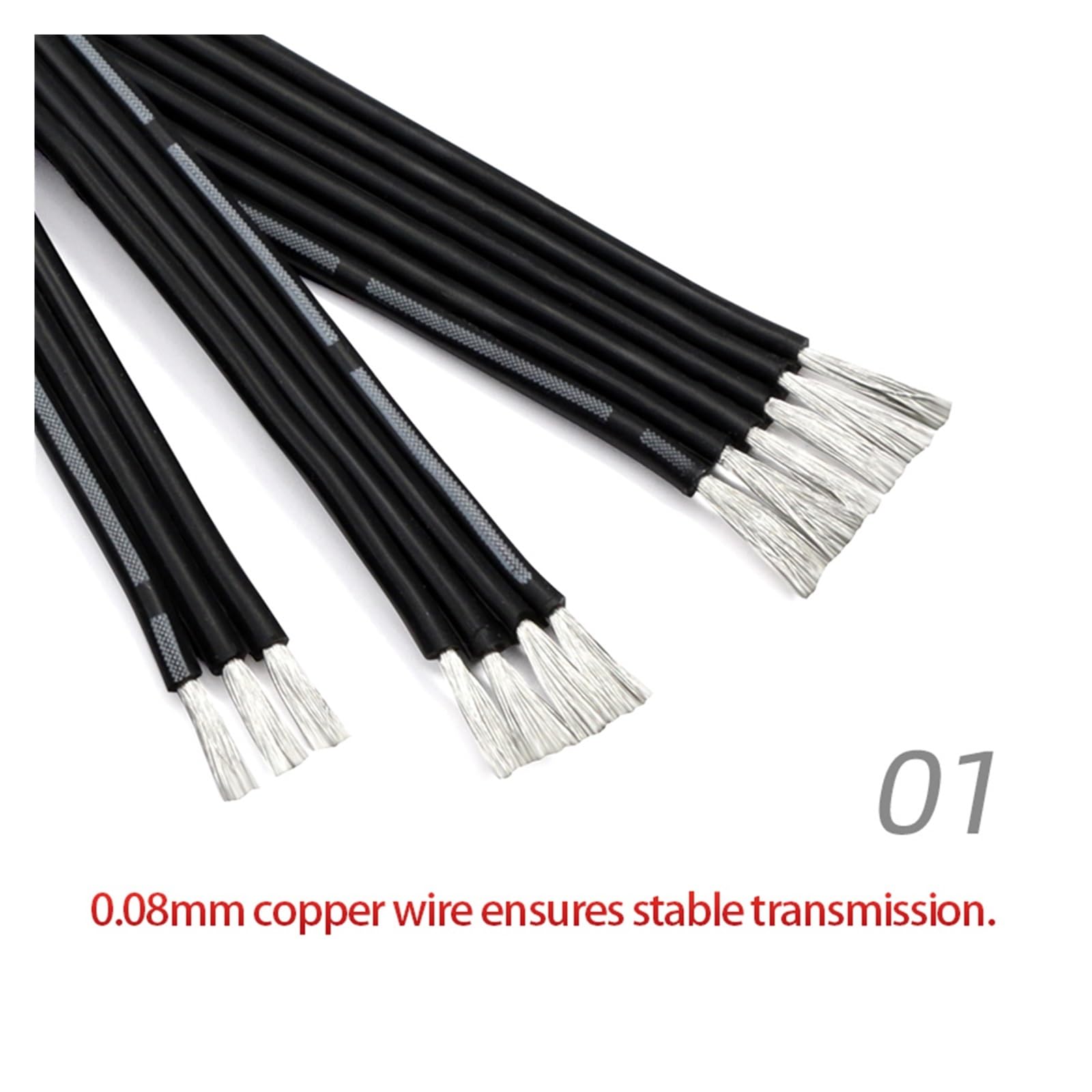 Cable paralelo de silicona 20-30 AWG 2-14P 1-50 m | Cable de cobre flexible de alta temperatura(Black-10P,10 meters,26AWG)