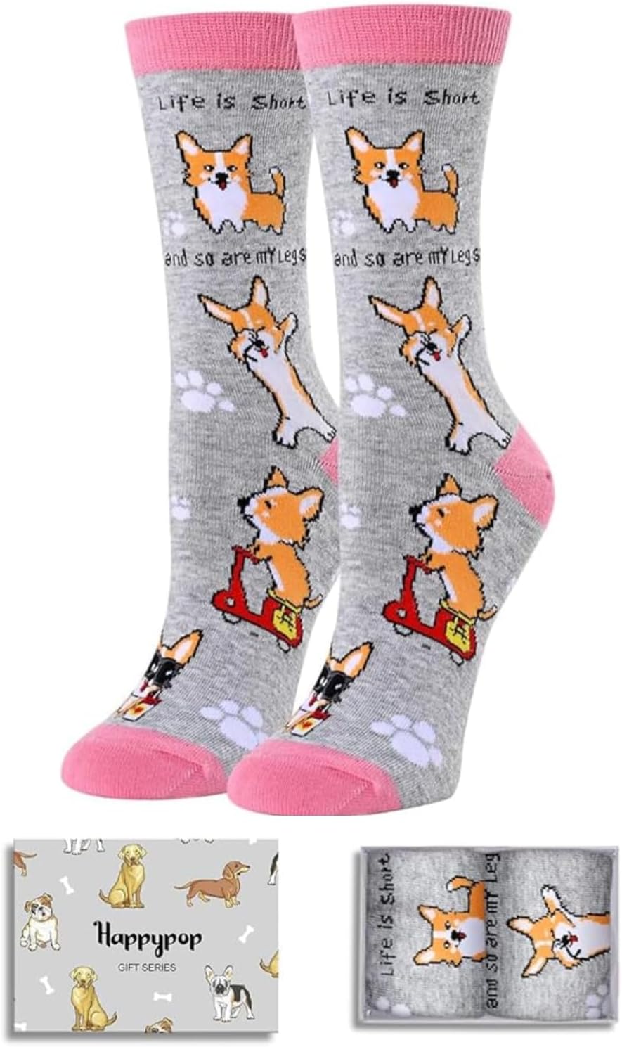 Funny Dog Socks for Women - Dachshund Bulldog Corgi Dog Mom Gifts for Women Teens