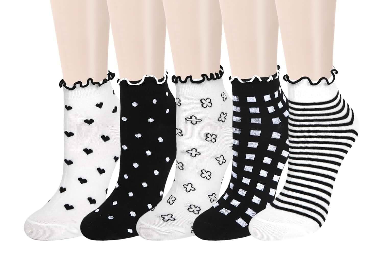 Benefeet Sox Women Ankle Socks Frilly Girls Cute Short Casual Socks | Fun Patterned| Size 5-8| Scalloped Low Cut Socks