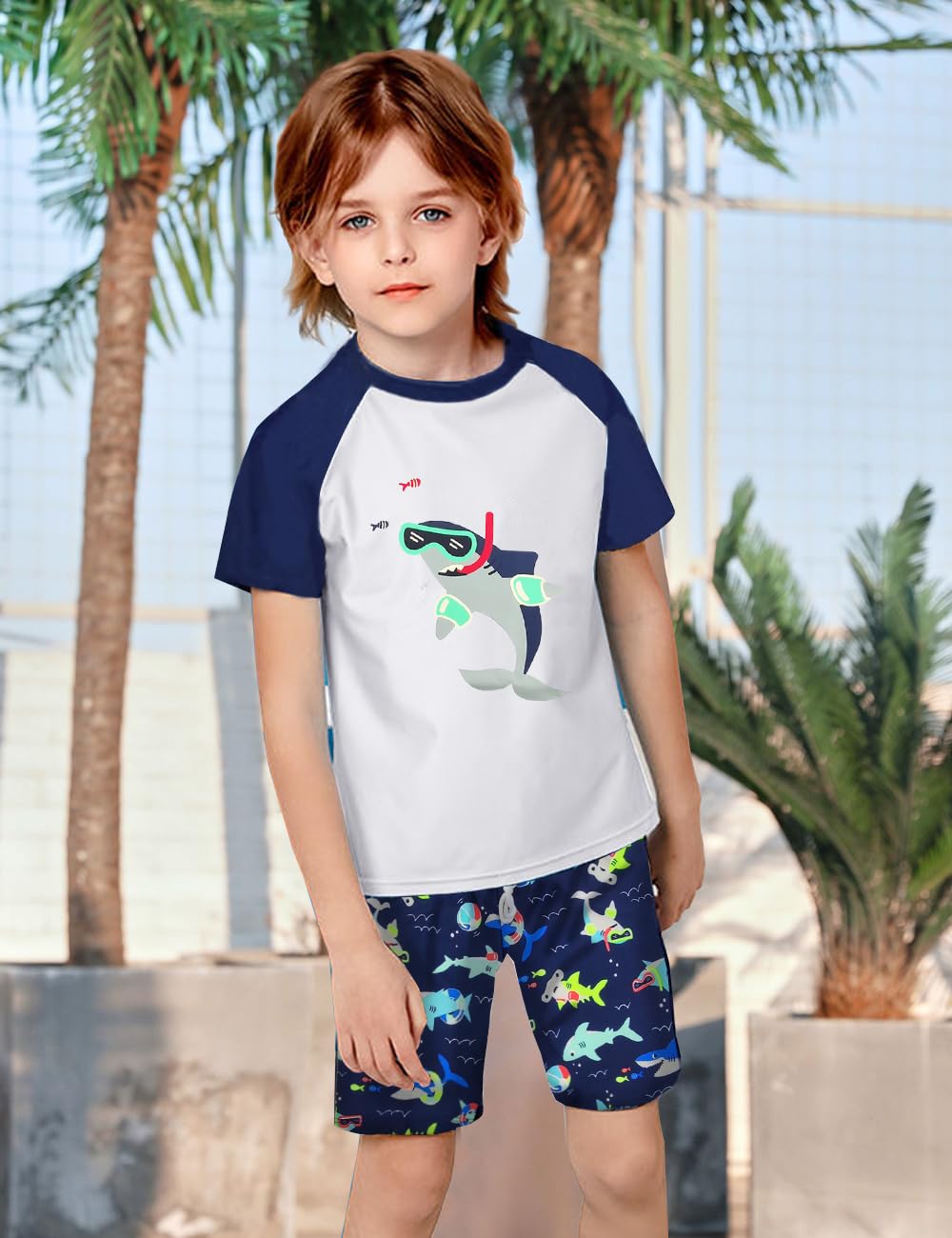 UV Shirt & Badehose Kinder 2-10 Jahre - Badeshirt UV & Badeshorts Jungen Schwimmshirt Kinder UV-Schutz UPF 50+