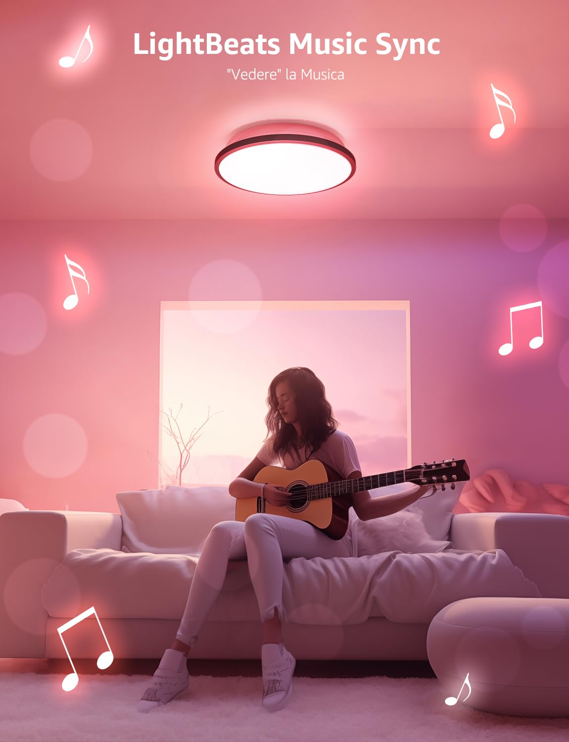 Lepro T1 AI Plafoniera LED Smart, 1800LM 24W IP44 Impermeabile | Progettista Illuminazione AI Personalizzato, Funziona con Alexa/Google Assistant, Connessione Wi-Fi/Bluetooth, Sync Musicale