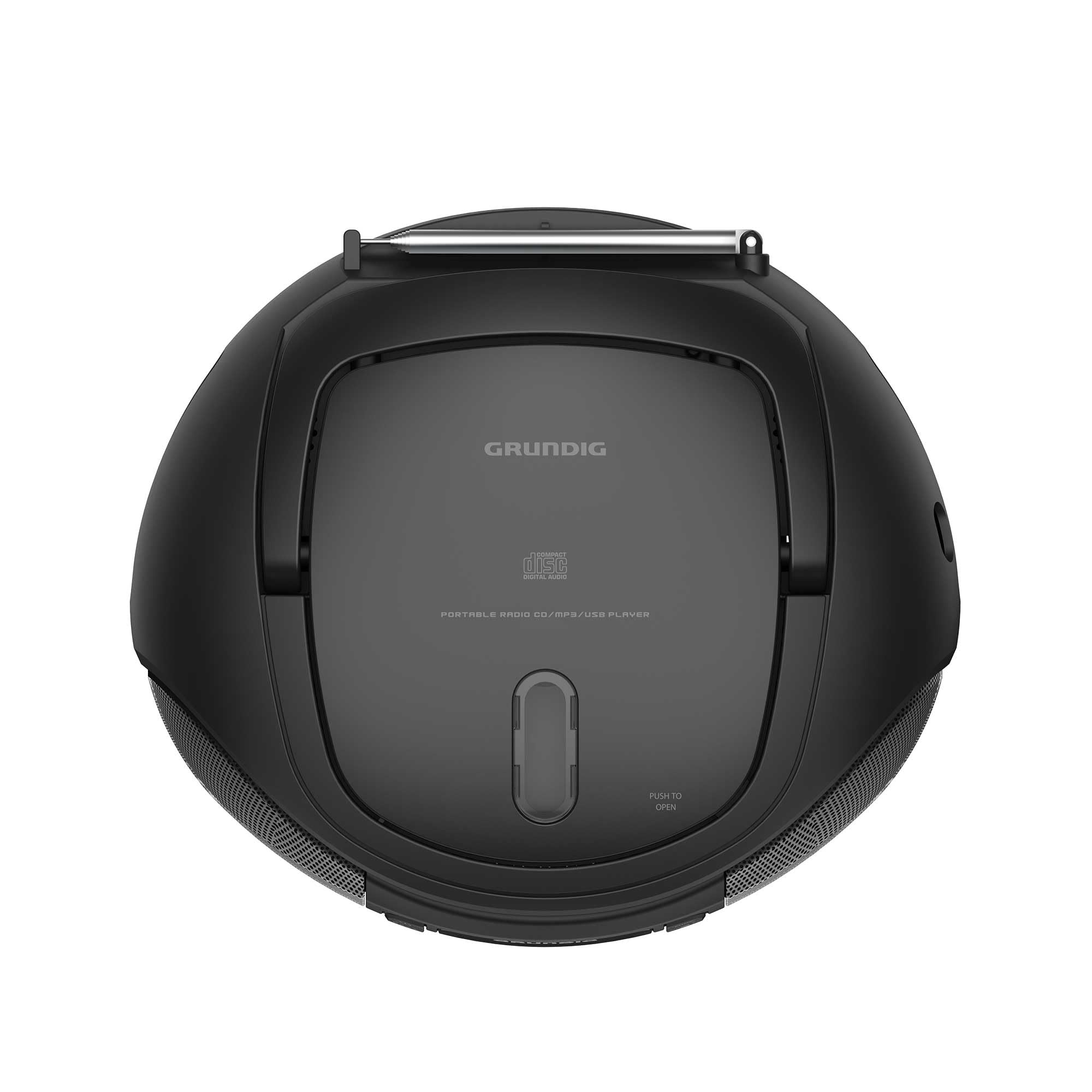 GRUNDIG GRB 3500 Radio Boombox portatile con Bluetooth, lettore CD integrato, porta USB 2.0, jack per cuffie da 3,5 mm, ricevitore FM con sintonizzazione frequenza PLL, 30 stazioni di memoria, nero