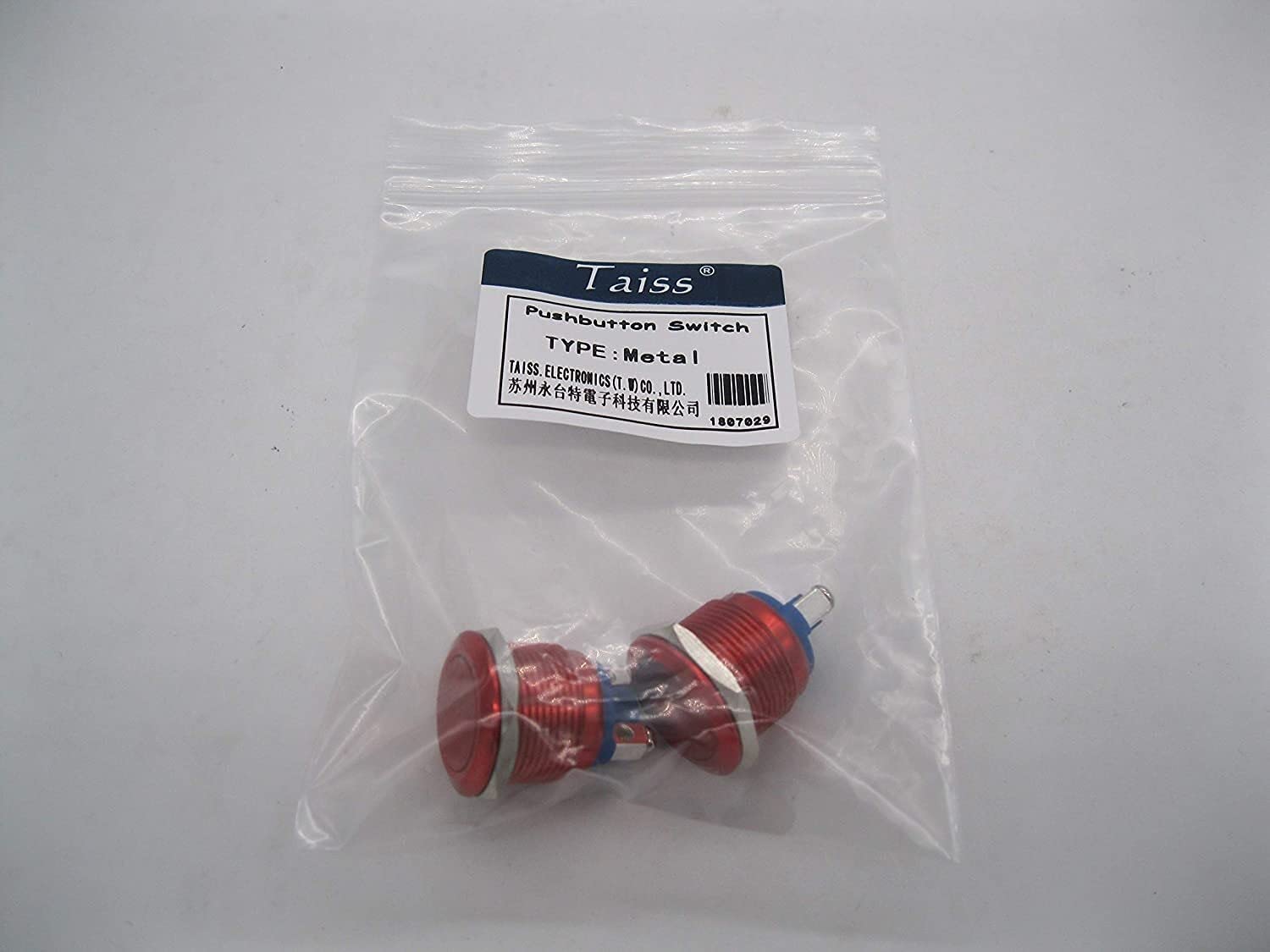 2 pièces 19 mm 3/4" rond rouge métal bouton poussoir momentané interrupteur 1NO SPST 3A/12-250V pour interrupteur de voiture industriel (couleur : rouge)
