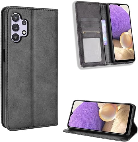 TUFF LUV MF3495 Essentials leather folio case & stand (for Galaxy A32 5G), Black, One Size