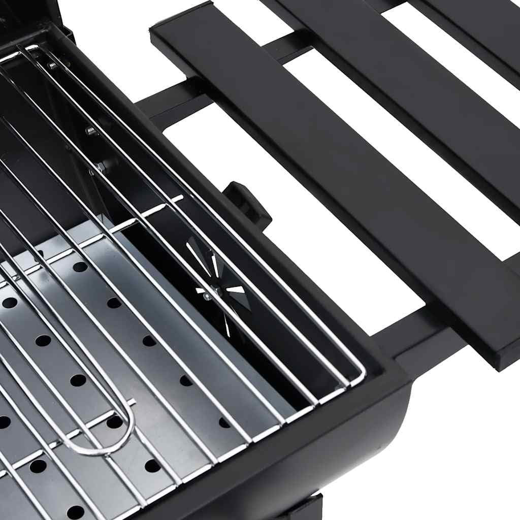 vidaXL Parrilla de Barril Ruedas y Estantes Barbacoa Ahumador Alimento Grill Carnes Pescados Salchichas Jardín Patio Camping Acero Negro 115x85x95 cm
