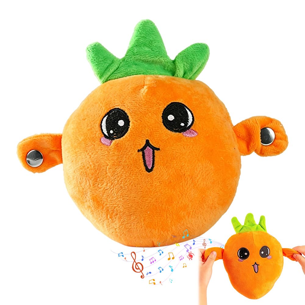 Interactive Music Plush Toy, Stuffed Animal Music Piano Toy, Interactive Sensor Musics Doll, Body-Sensing Plush Toys with Piano and Fruit Metronome Sounds, for Early Learning, Birthday Gift (Carrot)