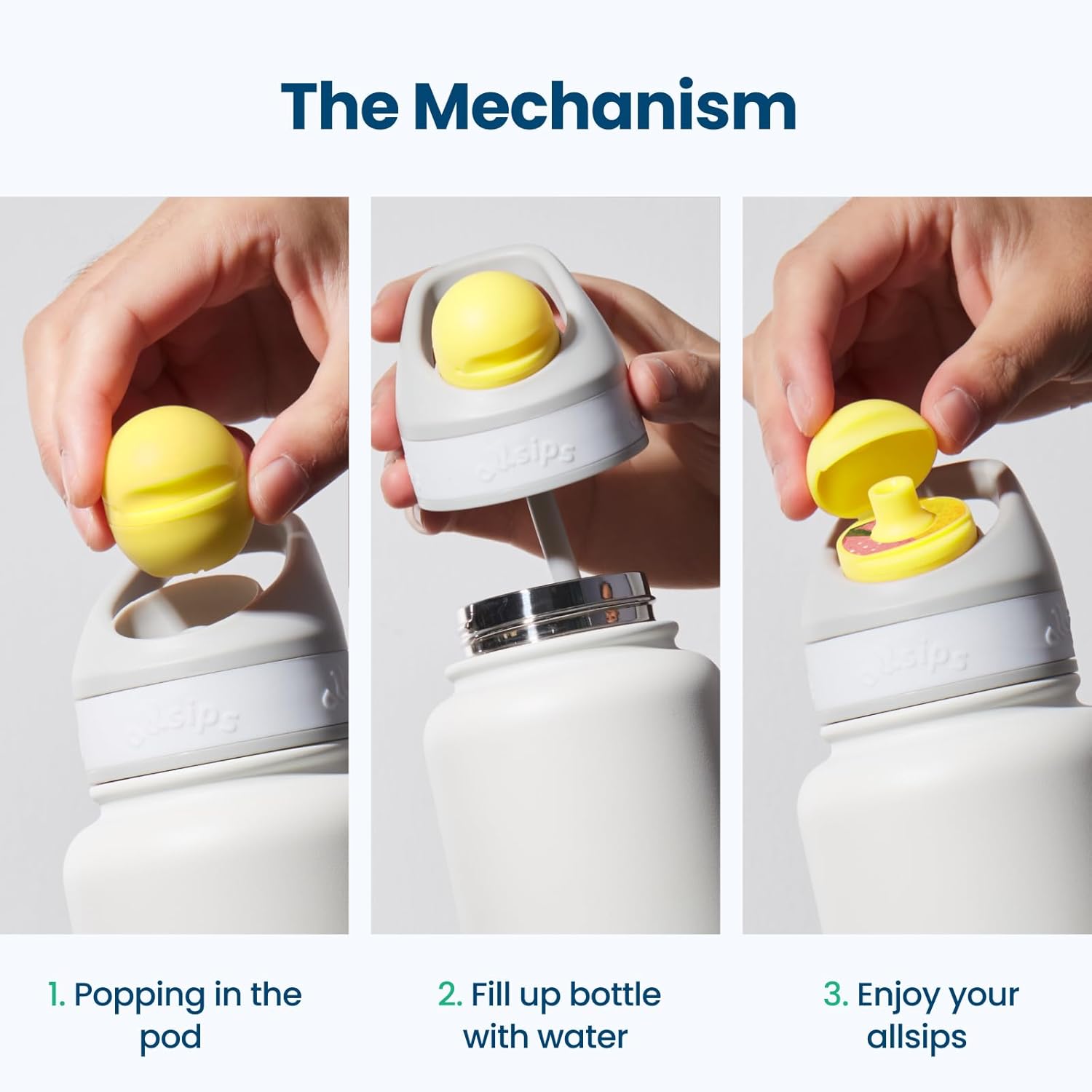 allsips 32oz Stainless Steel Air Water Bottle with Straw & 7 Refresher ScentSip Flavor Pods | Leak-Proof, Dishwasher Safe | Zero Calorie, Zero Sugar Flavored Water Bottle（White） - Image 3