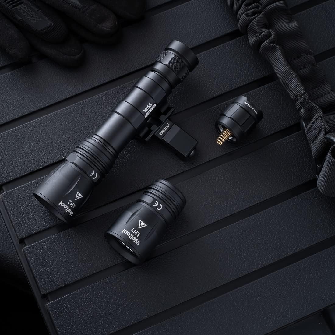Weltool W65 Weapon Light Body for Surefire M600DF KE2-DF,Z68 Tailcap, DS00 or UE Rear Cap and Weltool LH Series Light Head,PM4 Mounts (Black)