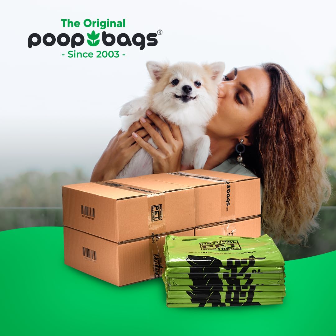 The Original Poop Bags – Natural Pet Partners Commerciale Compostabile Bulk Intestazione Piatto Pull Strap Sacchi - 3.200 Sacchetti