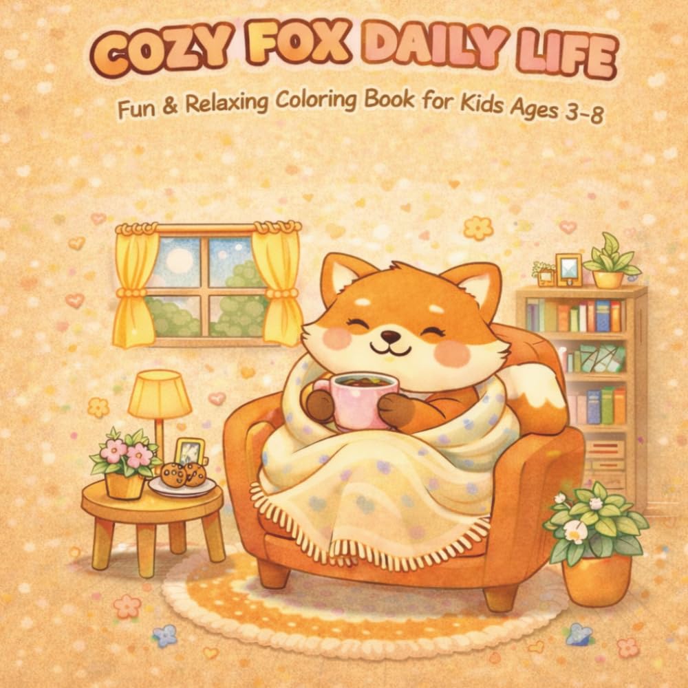 Cozy Fox Daily Life Coloring Book: Fun and Relaxing Coloring Book for Kids Ages 3–8