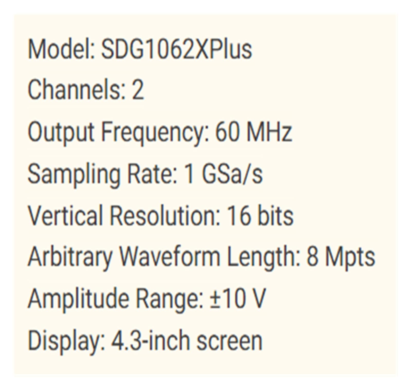 Generador de formas de onda arbitrarias SDG1062X Plus de 60 MHz