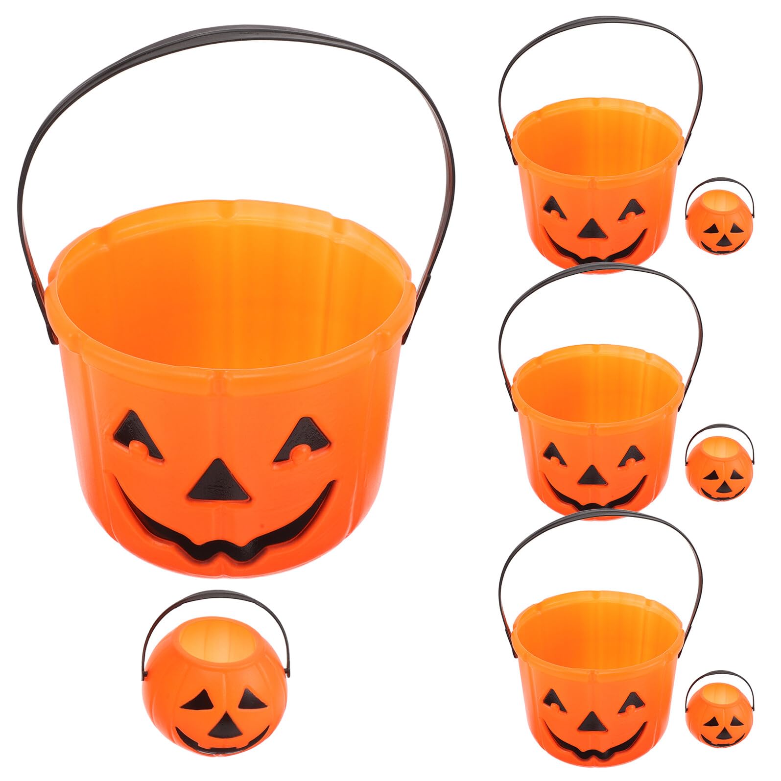 Mini Seaux Citrouille Halloween Réutilisables pour Bonbons x8