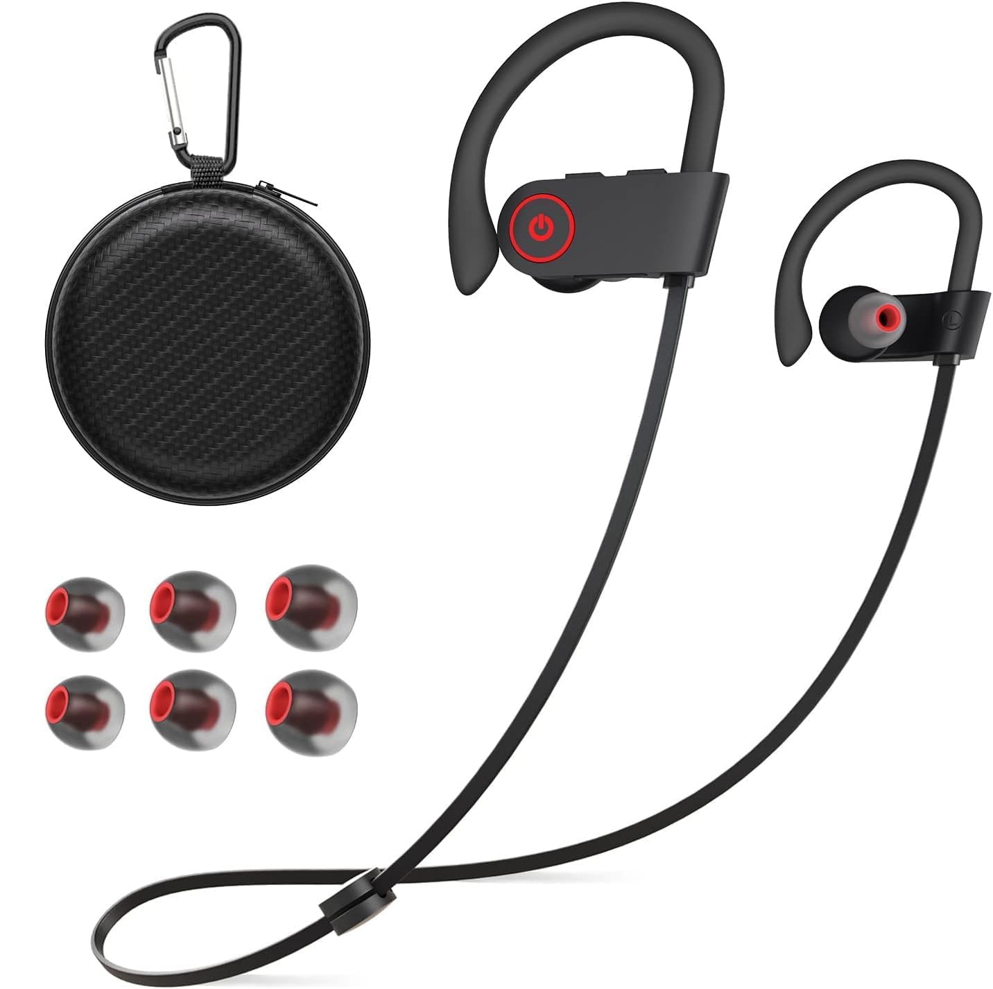 NUASI Wireless Bluetooth Headphones with Bluetooth 5.3, HD Deep Bass, IPX7 Waterproof, for Running Sports Black
