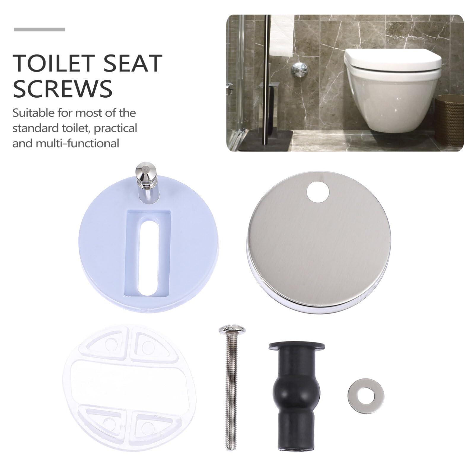 Angoily 2pcs Universal With Asiento de asiento de bisagra Tornillos de fijación Tornillos de tapa de inodoro Parte para hogar