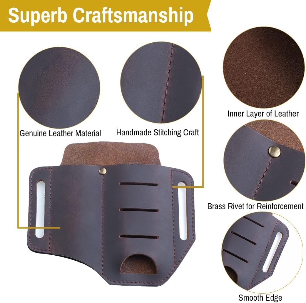 VIPERADE - Fourreau en Cuir pour Outil EDC, Poche Ceinture， pour Ranger Lampes De Poche, Couteaux Utilitaires Leatherman, Pinces, Stylos Et Plus Encore