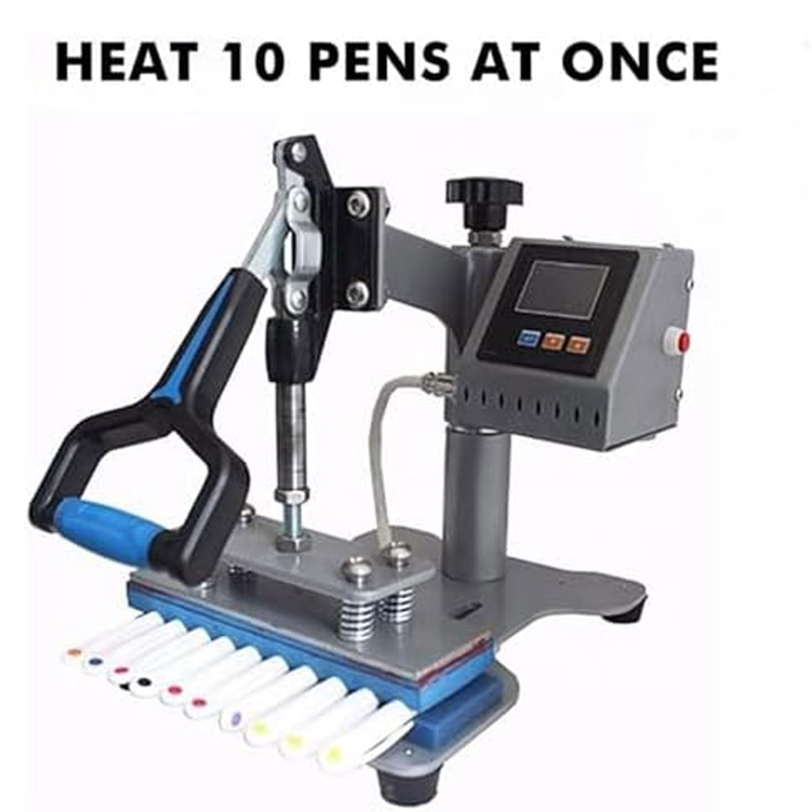 Pressa di calore digitale a penna, strumento di sublimazione a 10 slot con rotazione di 360° per stampa a trasferimento a caldo su penne e matite, perfetta per timbrare loghi