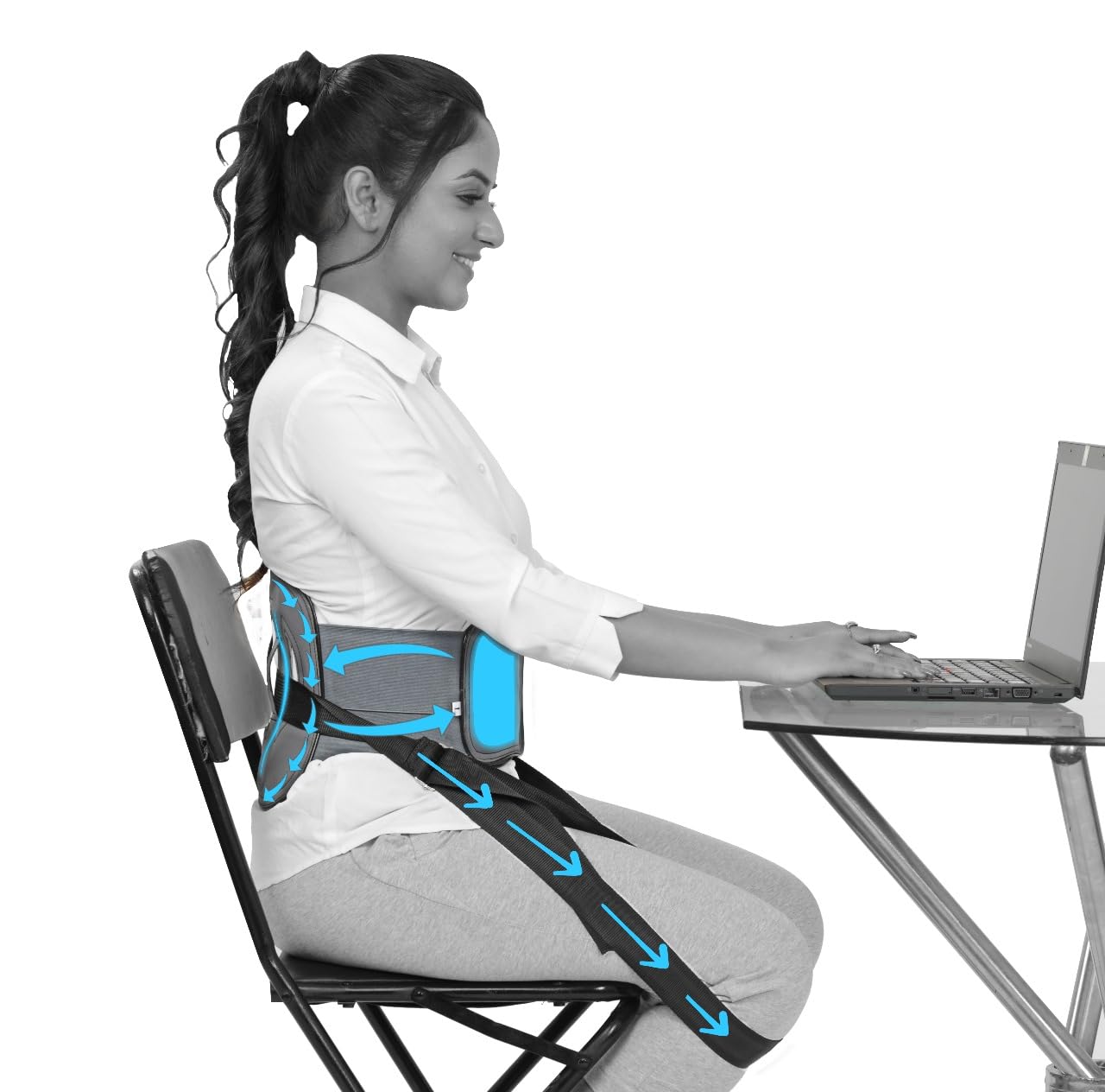JSB BS08 Lumbar Traction for Belt Back Pain Relief, Exercise and Posture Correction (XL 40" to 44")