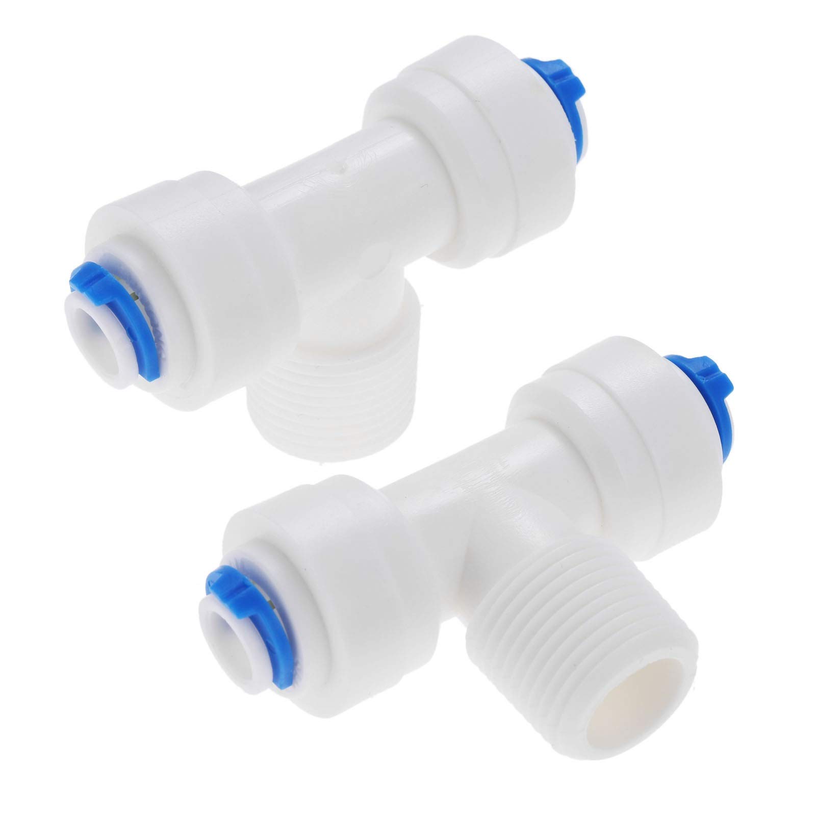 Conexión de Manguera, jardín rápida 2 Piezas tubería ósmosis inversa T en Forma 1/4 Adaptador Conector Acoplamiento plástico 3/8