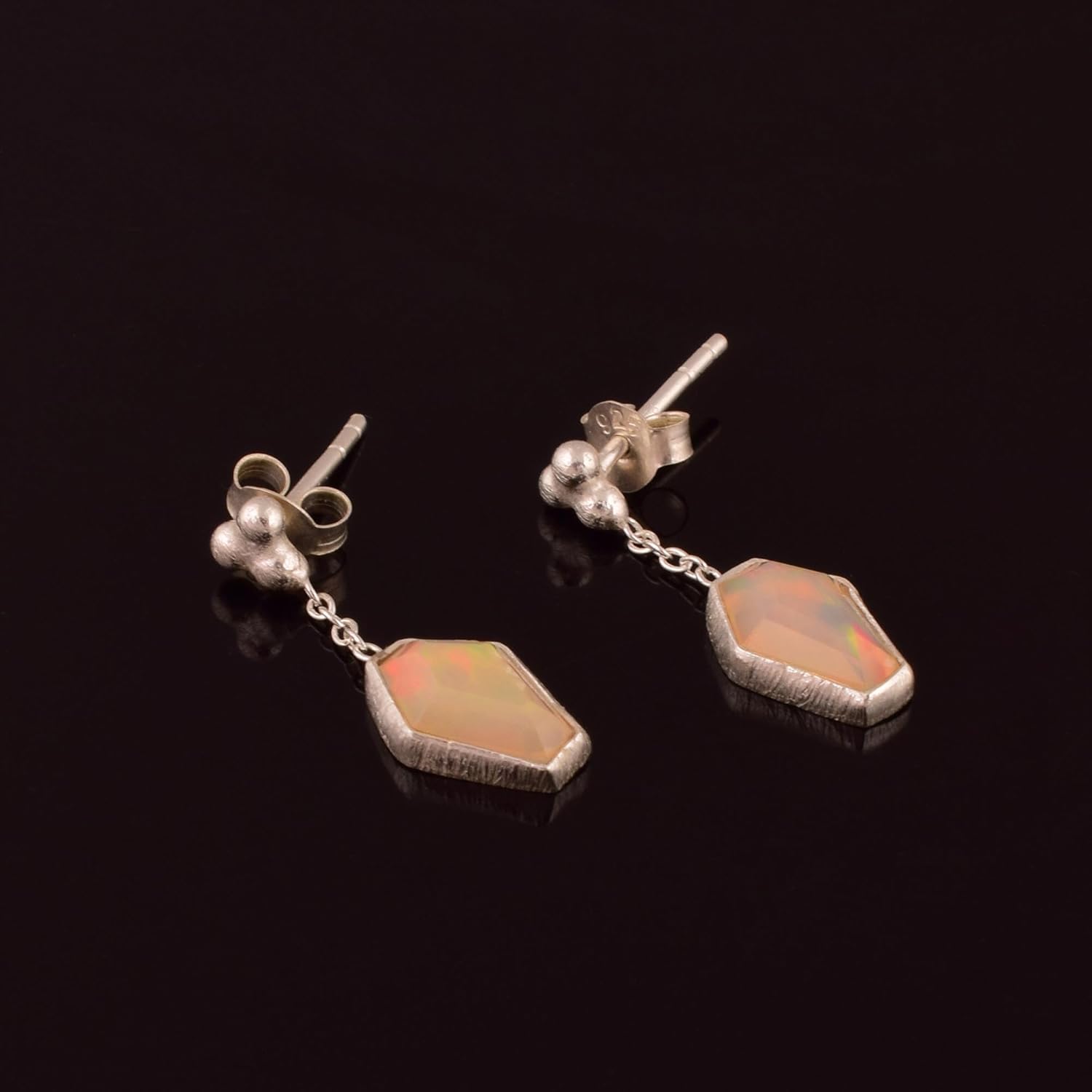 Natural Ethiopian Opal Earring 925 Sterling Silver, Dainty Simple Earring Jewelry Gift for Her, Birthstone Energy Healing Stones, Opal Earring - Image 4