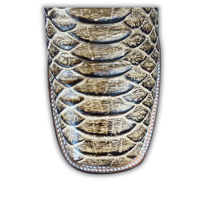 Image of Men's Alex Exotic Caiman Python Western Cowboy Boots Square Toe Pull On Tall Shaft bota de vaquero para hombre
