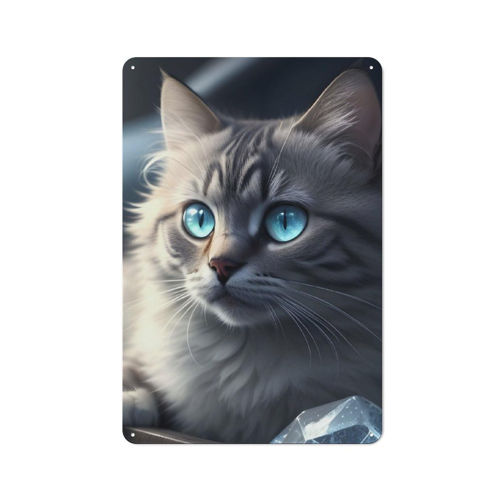 Junmoney Crystal Cat Sweet Character Metal Wall Decor 30X20cm, Vintage Metal Sign For Home, Shop, Pub Or Studio Wall