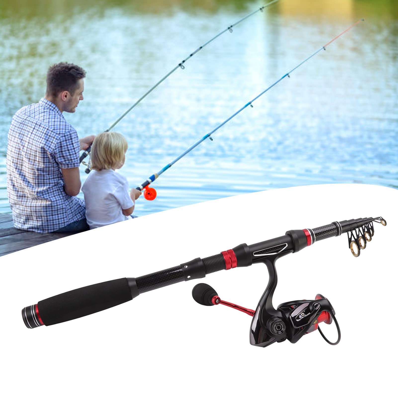Kit di pesca con canna da pesca e bobine in fibra di carbonio kit di pesca telescopico con esca di bobina di bobina per esca accessori per ganci per pescherecci per la spia