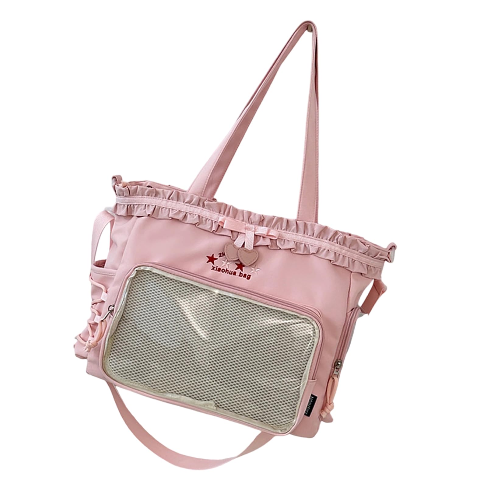 RAFGALDEX Large Capacity Crossbody Bag for Pin Display Lovely Itabag Ruched Lace Bows Shoulder Bag School Messengers Lovely Itabag