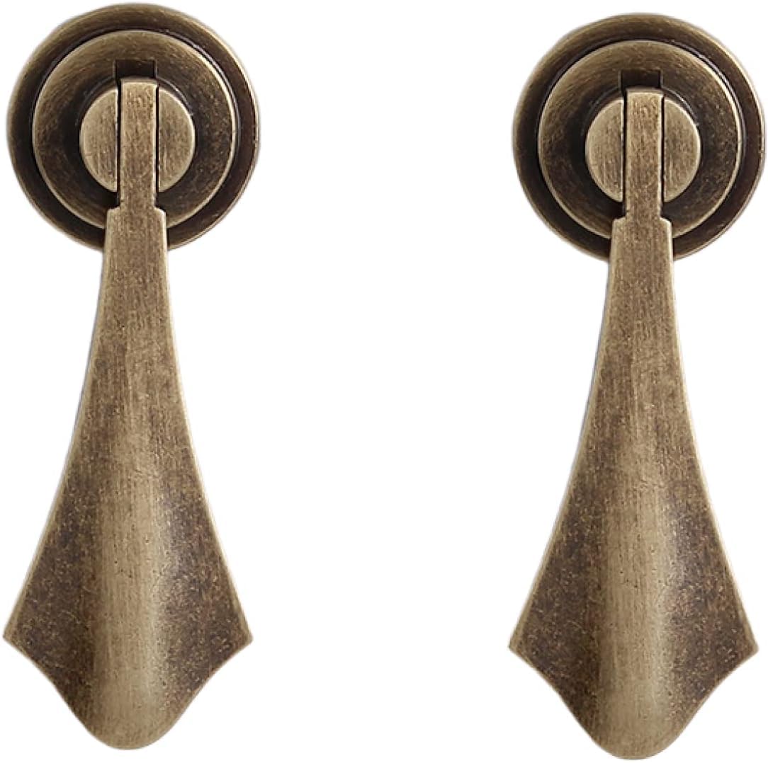 Tnbccxn D Bronze Cabinet Handles, Cabinet Handles,2 Pcs Pure Brass Handle Drop-Shaped Tag Drawer Cabinet Door Pendant(D Bronze)