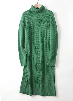 Thick Straight Maxi Sweater Dress Women High Neck Long Sweater Dress Female  Loose Warm Maix Dress Beige One Size at Amazon Women's Clothing store