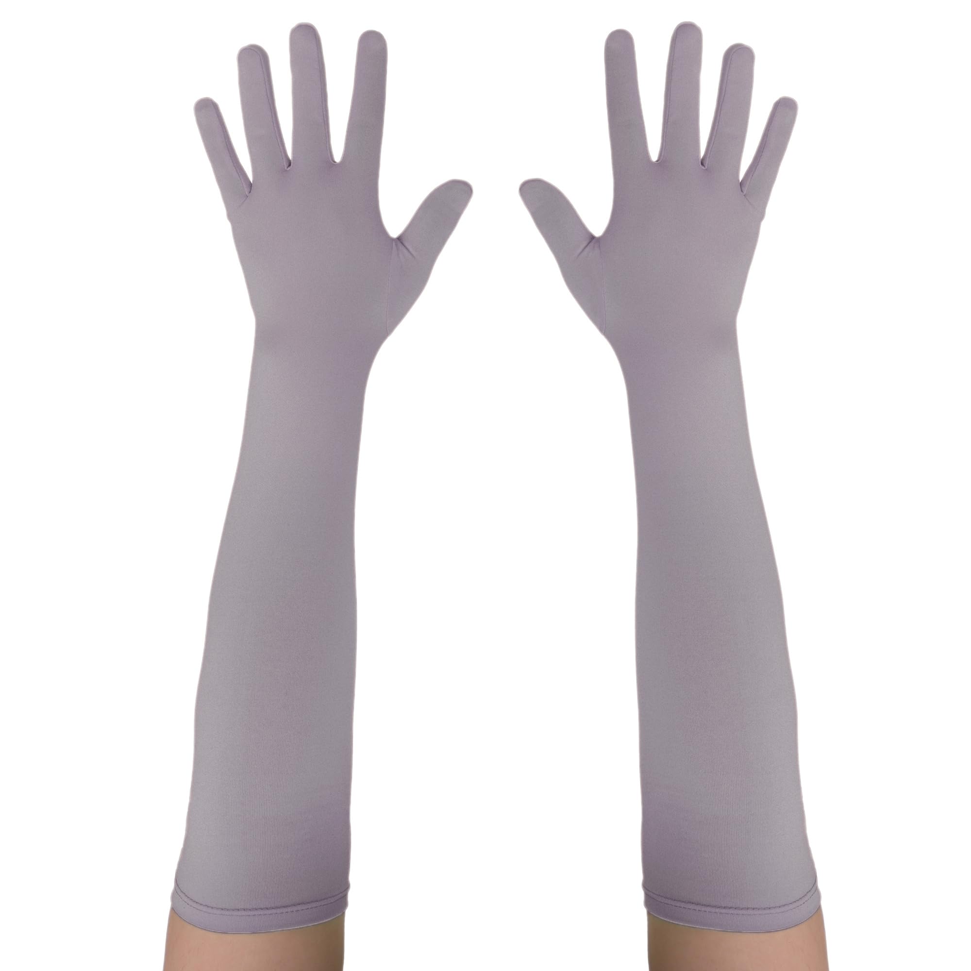 Seeksmile Long Gloves Unisex Adult 18" Length Spandex Stretchy Cosplay Costume Gloves, gray, One Size