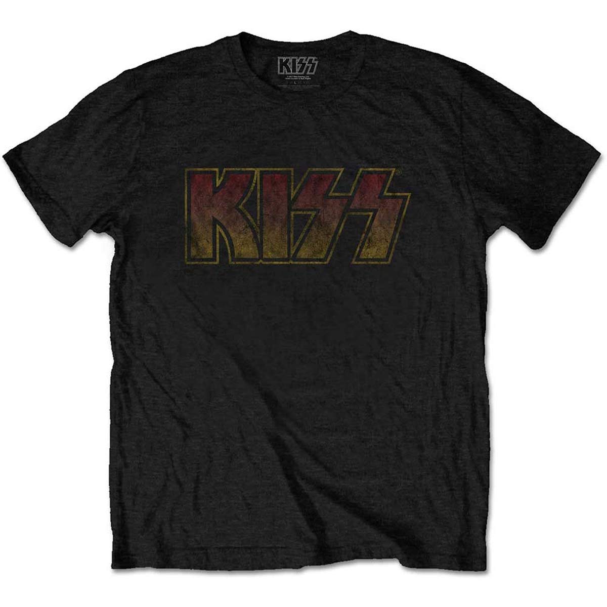 Ambrosiana Men's Black Rockoff Trade Kiss Classic Logo Vintage T - Shirt, ( Black), XX-Large