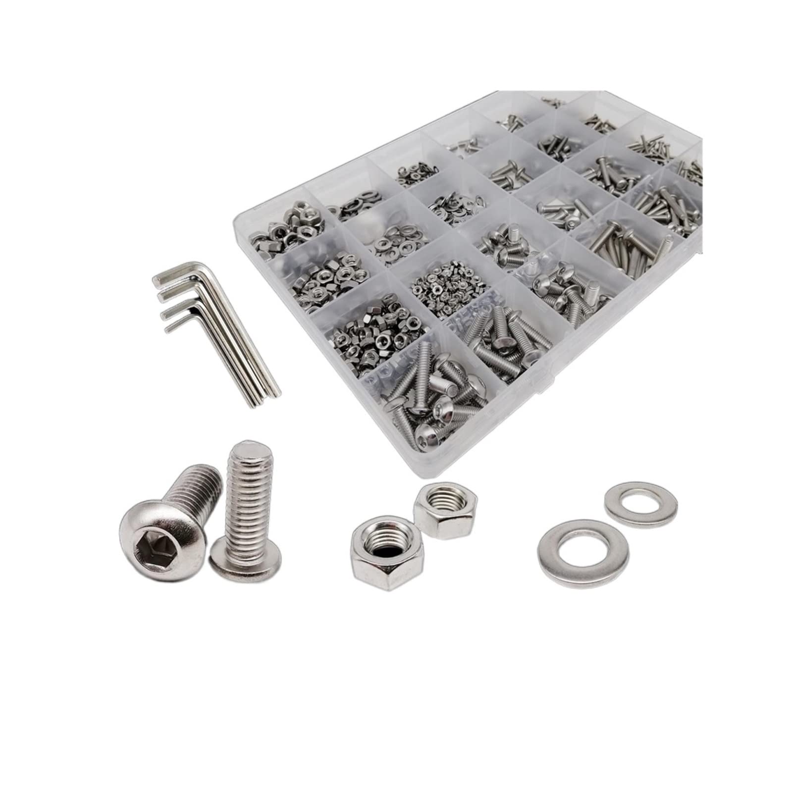 Youngran 400/2100 M1.6 M2 M2.5 M3 M4 M5 304 Botón Hexagonal Hexagonal Hexagonal de Acero Inoxidable botón de Tornillo de Tornillo de Tornillo de Tornillo de Nuez de nueces Kit de Surtido Leisurely