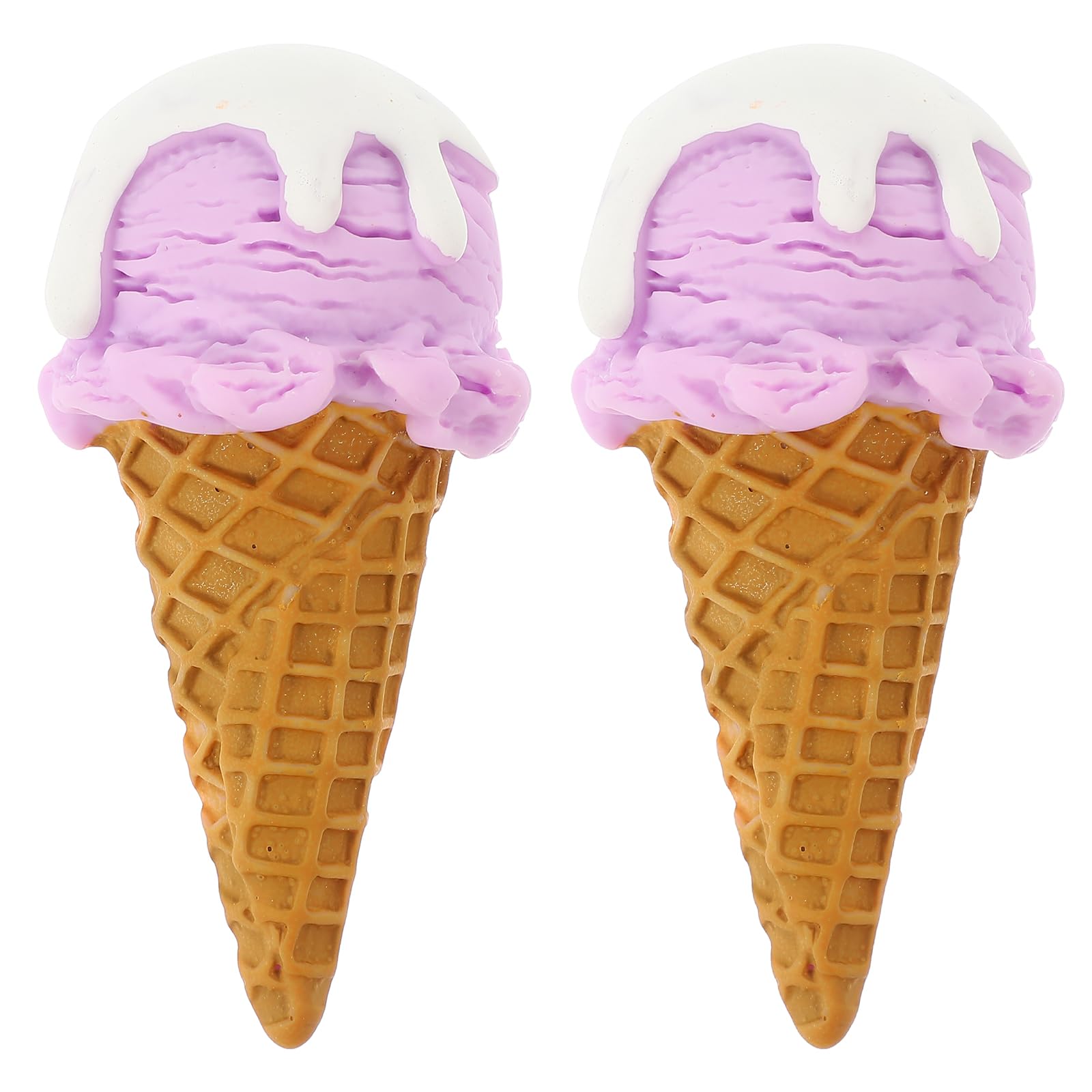 LOGOFUN 2Pcs Artificial Ice Creams Cone Simulation Ice Cream Fake Ice Cream Waffle Cone for Bakery Shop Window Display Photography Props - 2.79X1.26X0.71in
