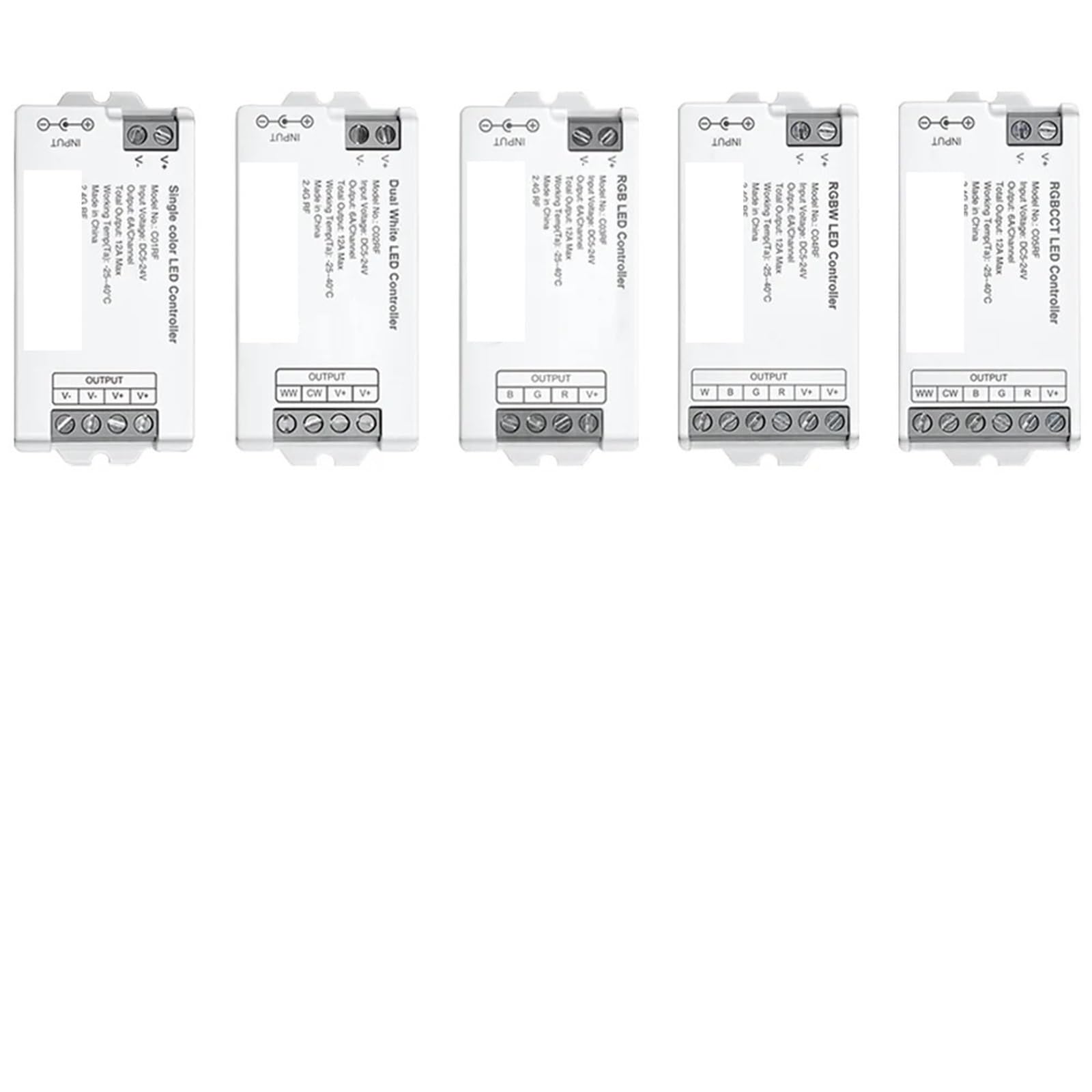 Controlador de tira LED de 2,4 GHz, regulador de intensidad de 5 a 24 V CC, control remoto táctil RF de montaje en pared for luces 2835, 5050 FCOB, DIM, CCT, RGB, RGBWW, RGBCW, RGBCCT.(Single color)