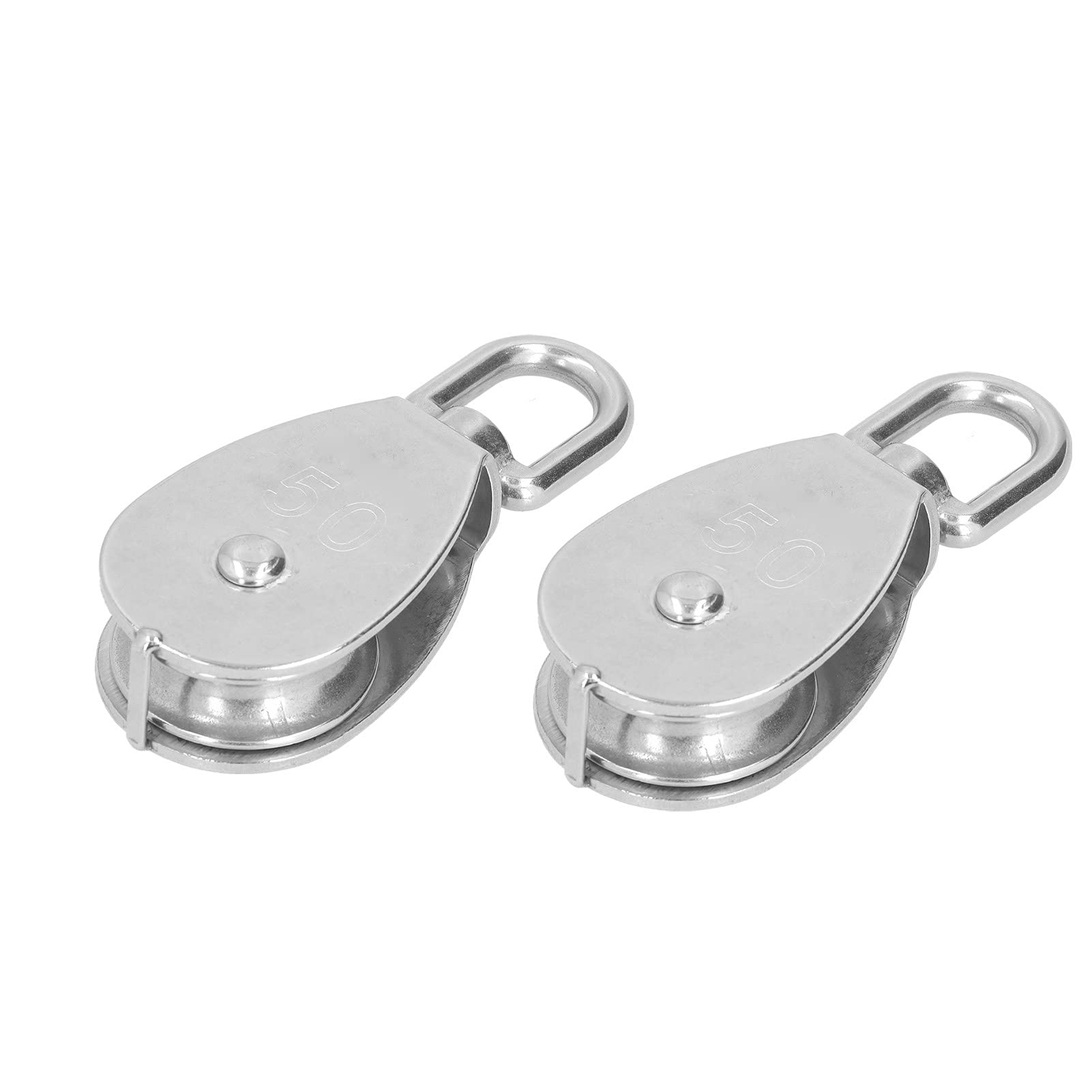Polea de acero inoxidable con gancho de 360° M50, equipo de elevación resistente, ideal para levantar aparejos y tracción, juego de 2
