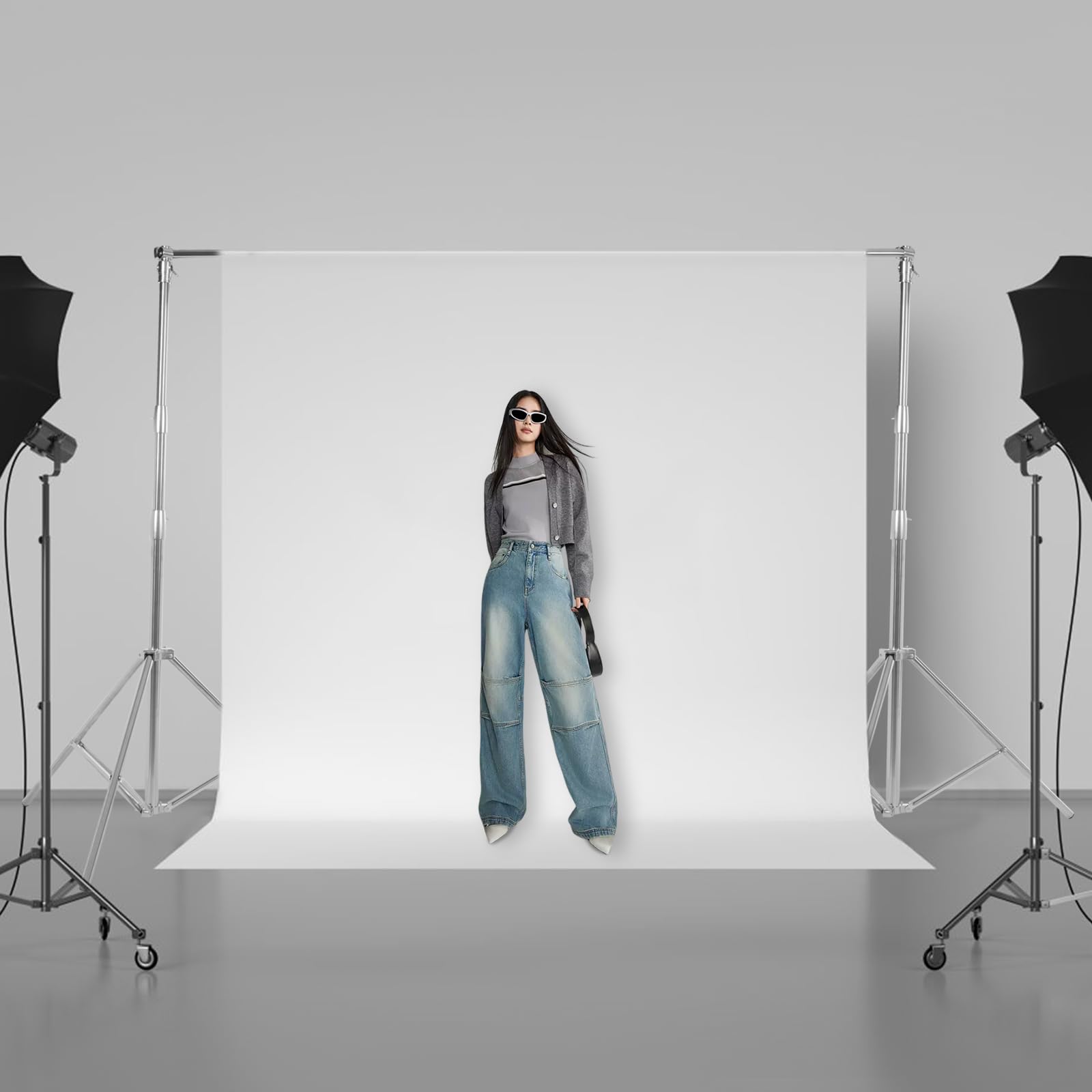 10 x 10Ft Heavy Duty Adjustable Backdrop Stand,Photo Video Studio Background Support System Kit with Carrying Bag 8Pcs Spring Clamps 2Pcs Sandbags,Photography Photoshoot Photobooth Stand