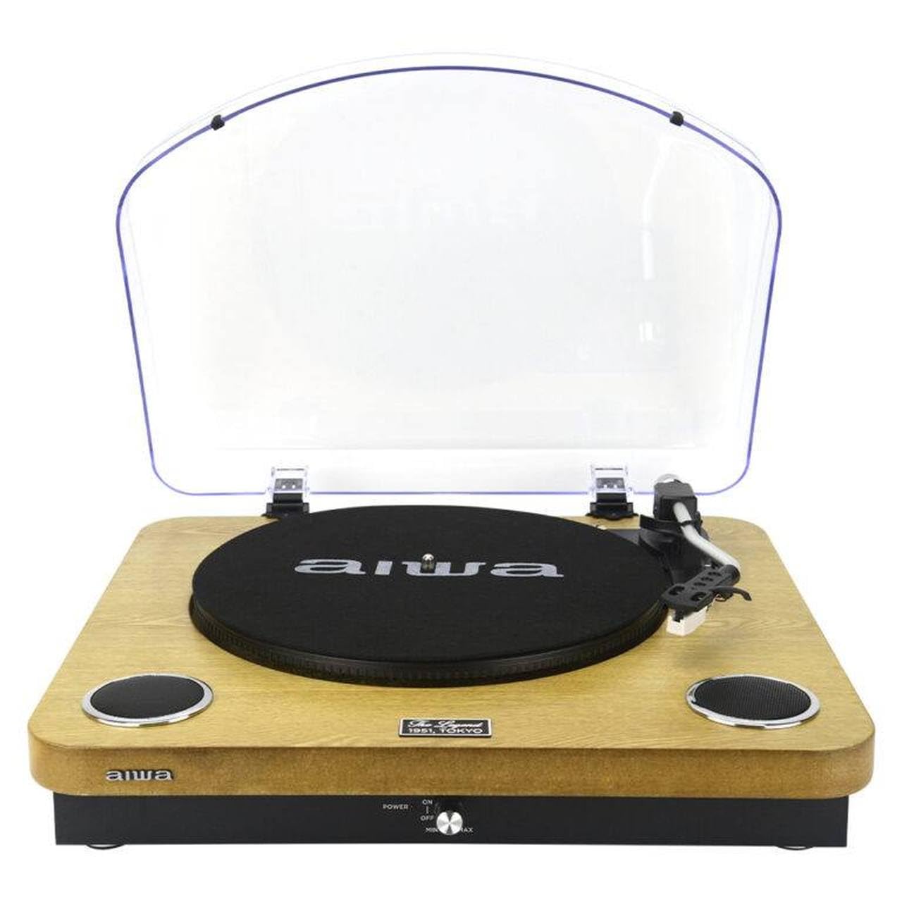 AIWA – Giradischi LPS-25WD | 3 velocità 33/45/78 giri; Bluetooth 5.4; Speaker integrati 2×5W; USB/Audio RCA; Radio FM, Colore Legno