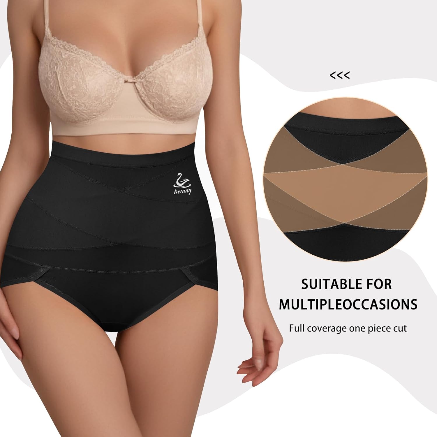 Women's High Waisted Underwear, Tummy Control high cut Panties Full Coverage Postpartum Briefs underwear 4 pack - Image 3