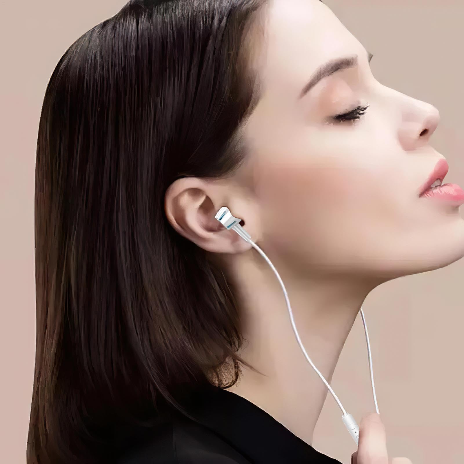 Écouteurs filaires – Écouteurs intra-auriculaires filaires, appareil audio stéréo, réduction du bruit avec double membrane en fibre de carbone, utilisation d'écoute de musique, appels téléphoniques