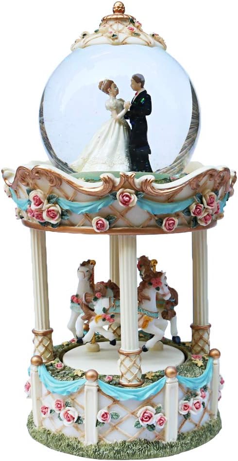 Color Light Music Box Carousel Snow Globe Wedding Gifts for Wife Marriage