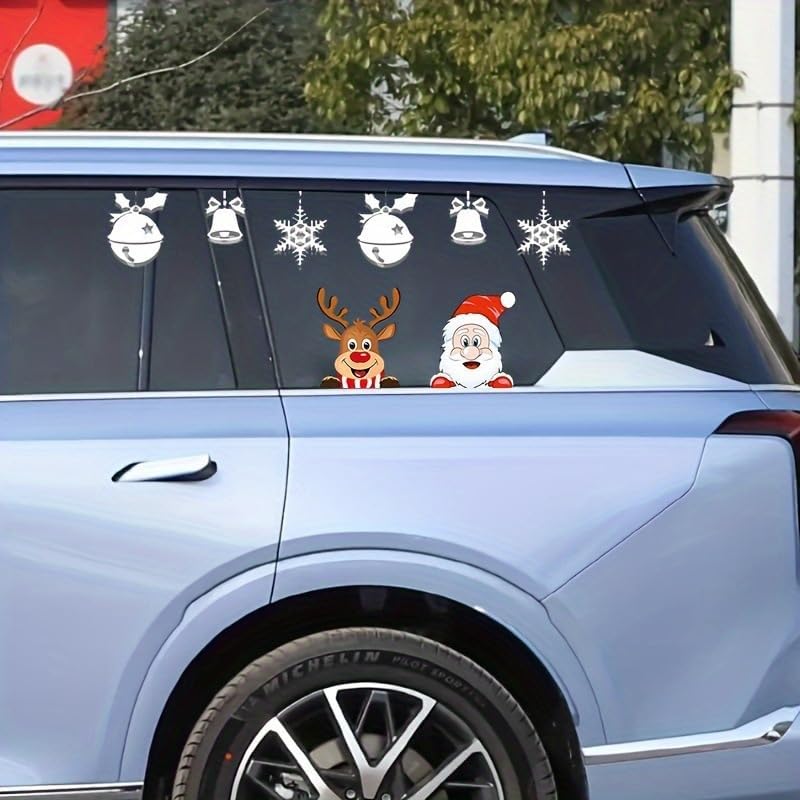 Christmas Car Sticker, 2PCS Car Window Decals Cute Santa Car Window Stickers for Christmas Car Decorations, Easy to Apply & Remove (Reindeer and Santa Claus) Walls & Doors Sticker Decor - Image 5