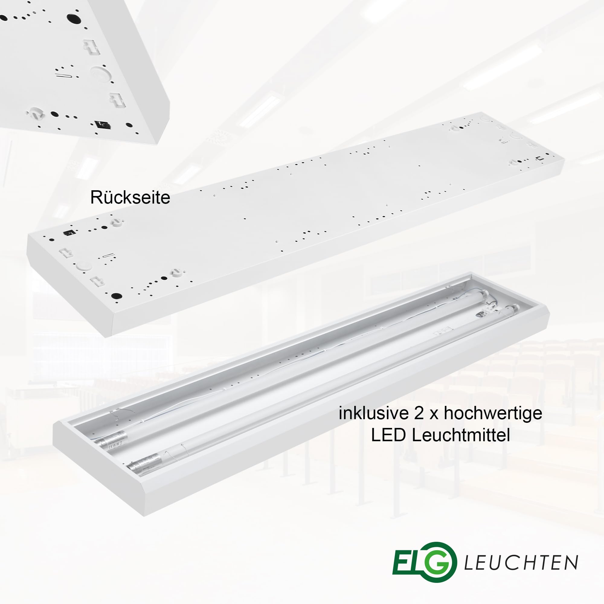 LED Rasteranbauleuchte 150cm 2-flammig 22,1W 4100lm 6500K Tageslicht 185 lm/W