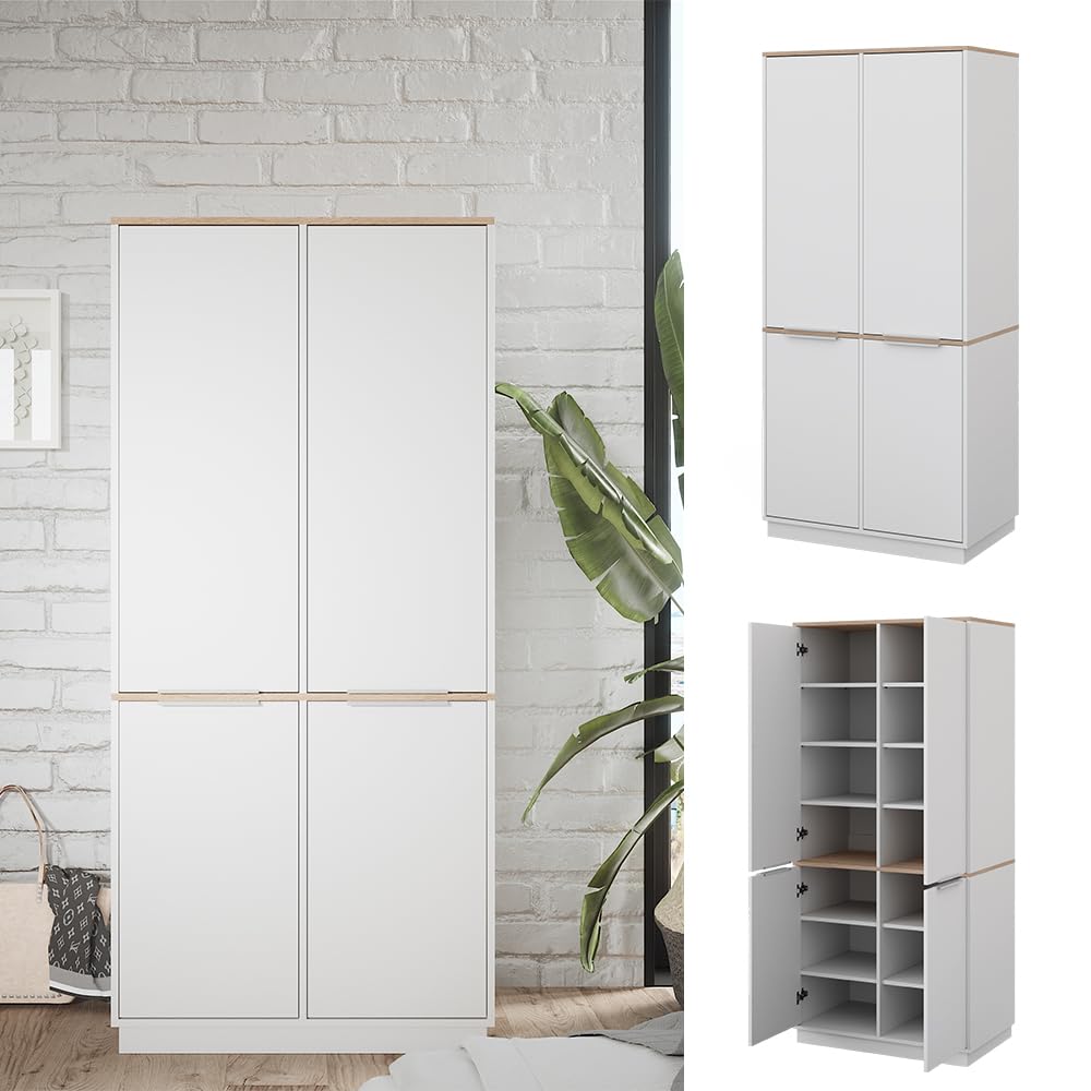 Vicco Étagère à dossiers Betti, Blanc/Sonoma, 82x179cm avec 6 étagères, pour Le Rangement des vêtements et Compatible avec des Meubles de la même série