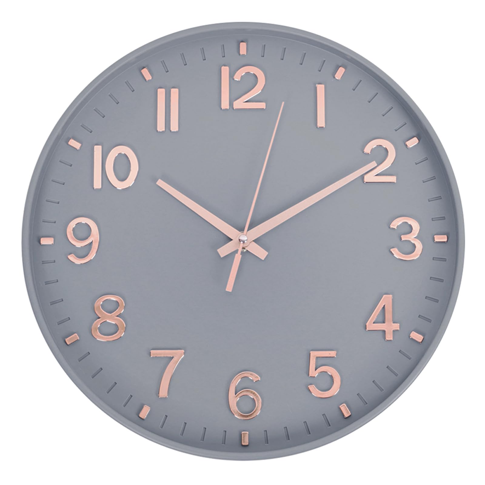 HZDHCLH Funk Wanduhr 30 cm Lautlose Wanduhr Ohne Tickgeräusche, Moderne Batteriebetriebene Uhr für Zuhause, Küche, Wohnzimmer, Büro, Wanddekoration(Graugold)