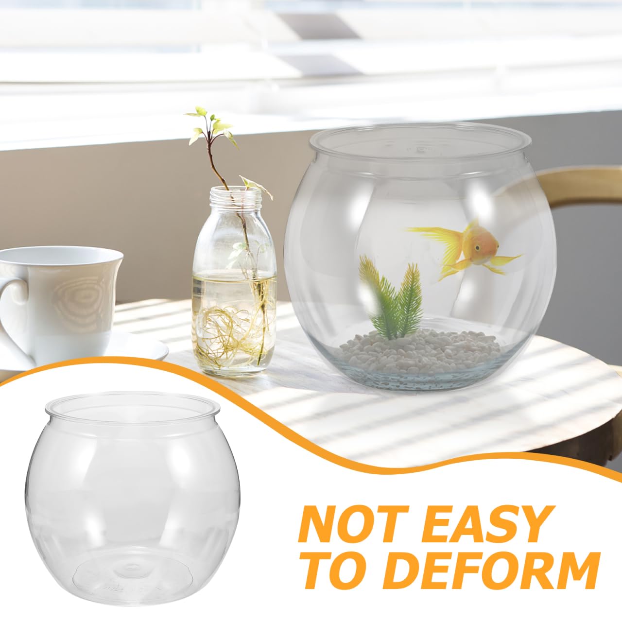 Bol À Poisson Transparent Petit Aquarium Rond en Plastique Bocal À Poissons pour Betta Facile À Nettoyer pour Poissons Tortues Et Petits Reptiles Décoration Maison Bureau